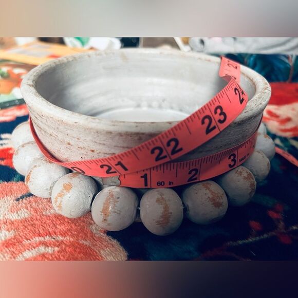 Handmade Clay Saucer Trinket Dish with Beaded Base and Tassel - Picture 4 of 4